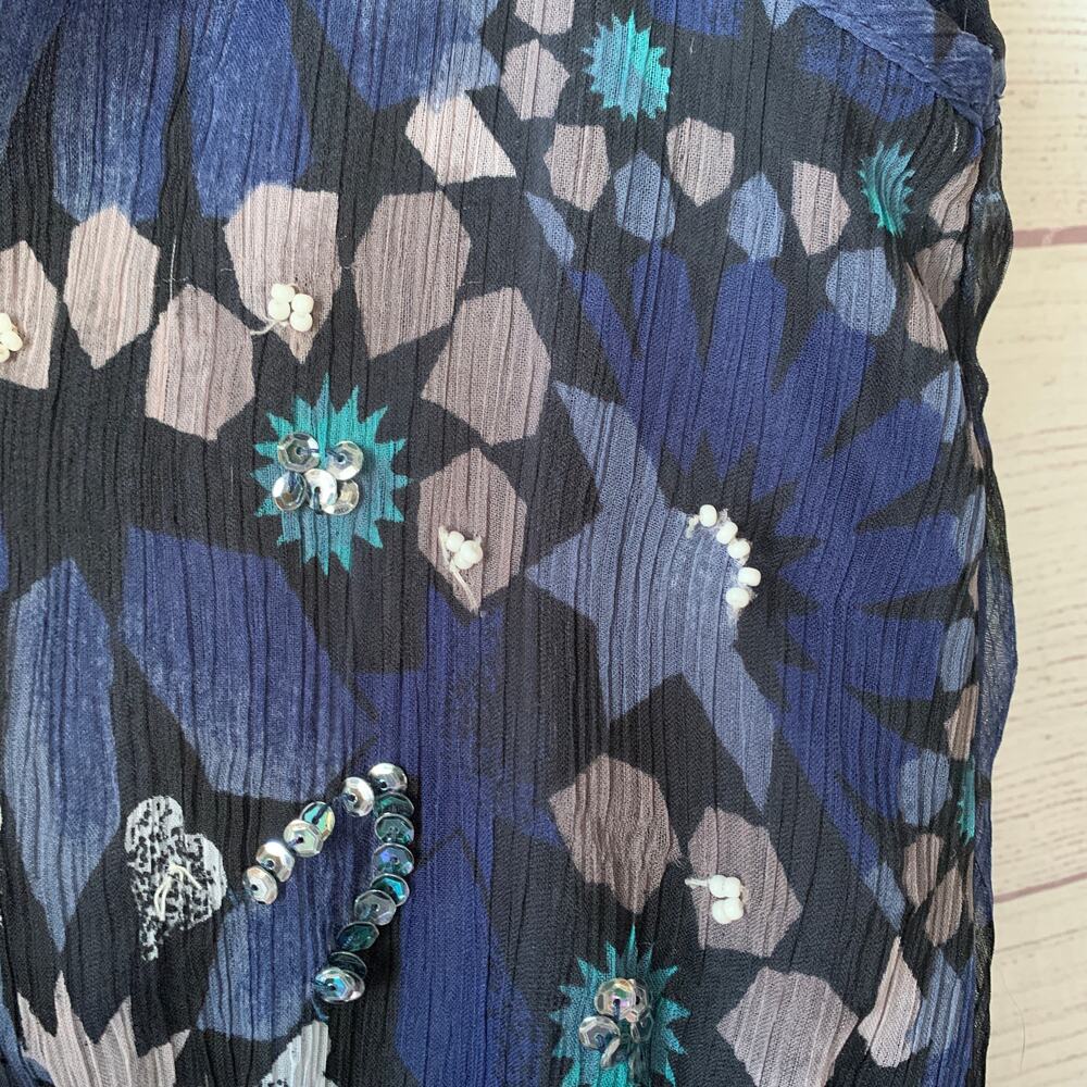 Charlotte Russe Blue Tunic Blouse or Dress Sleeveless Retro Y2K Sequins Size M - Picture 10 of 16